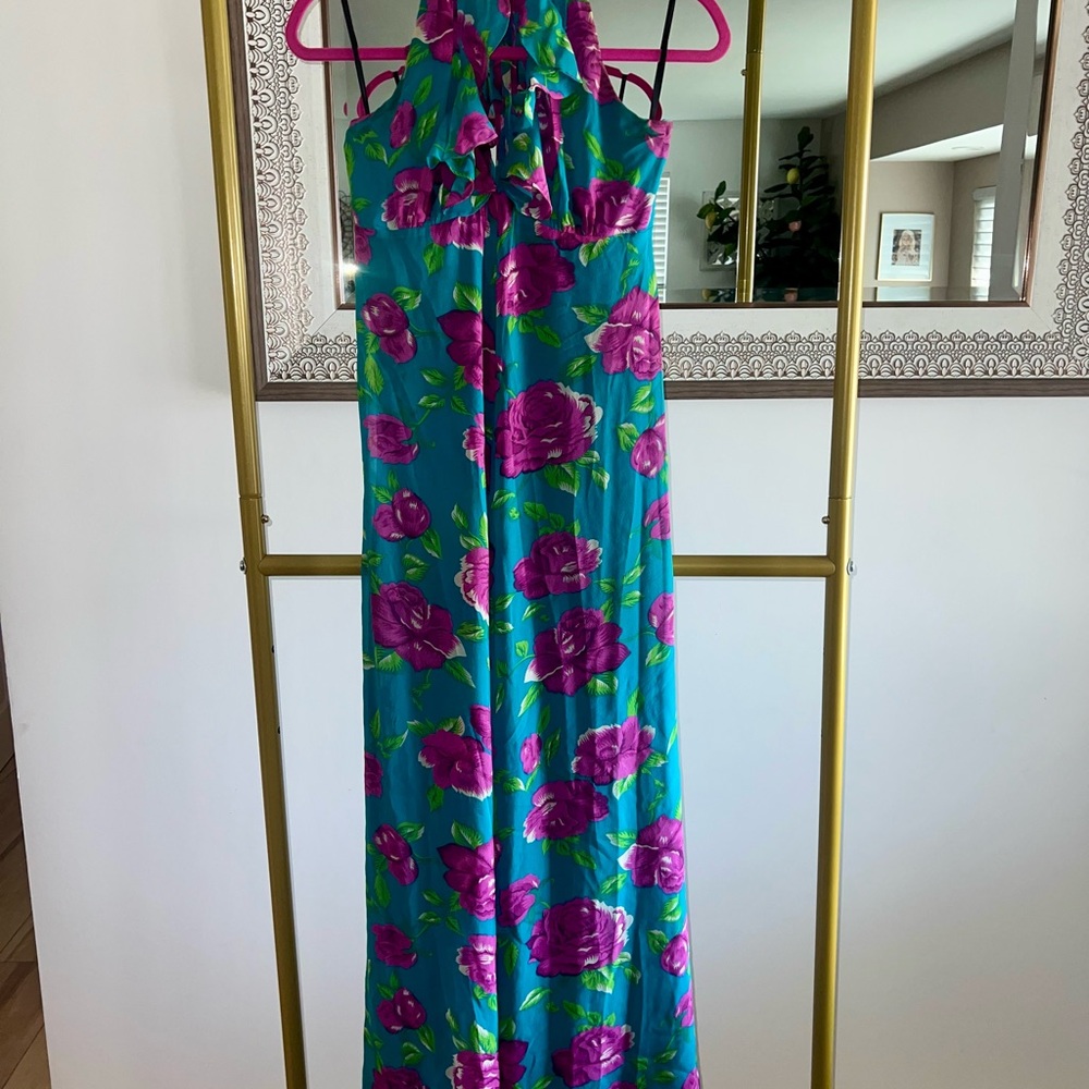 Betsey Johnson Floral Silk Chiffon Maxi Dress